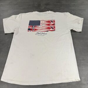 Sea Island T Shirt Kids M White July 4th 2015 Oar Flag Graphic Tee Nautical